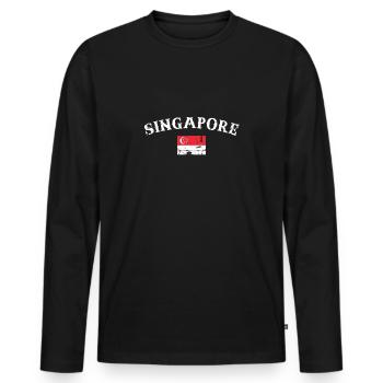 Singapour Vintage Singapour Drapeau de Singapour - T-shirt manches longues Premium bio Homme - noir - Devant - Nico (187cm)