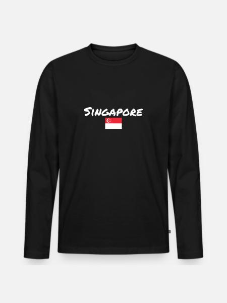 Singapour Singapour Drapeau Singapourien - T-shirt manches longues Premium bio Homme - noir