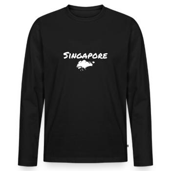 Carte de Singapour Singapour Singapouriens - T-shirt manches longues Premium bio Homme - noir - Devant - Nico (187cm)