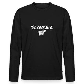 Slovenia Vintage Slovenia Map Slovenia - Men's Premium Organic Long Sleeve Shirt - black - Front - Nico (187cm)