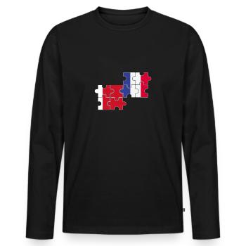 Dubaï France Drapeau français Dubaier - T-shirt manches longues Premium bio Homme - noir - Devant - Nico (187cm)