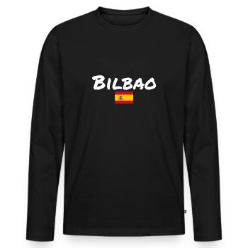 Bilbao Espagne Drapeau espagnol Espagnols - T-shirt manches longues Premium bio Homme - noir - Devant - Nico (187cm)