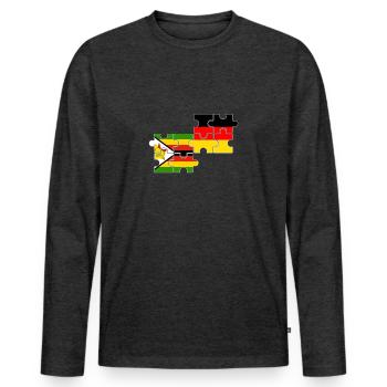 Zimbabwe Allemagne Drapeau Allemand Zimbabwéen - T-shirt manches longues Premium bio Homme - anthracite chiné - Devant - Nico (187cm)