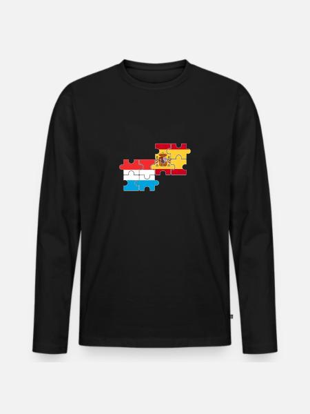 Luxembourg Spain Flag Spanish Luxembourger - Men's Premium Organic Long Sleeve Shirt - black