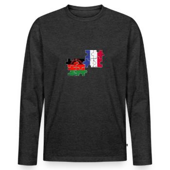 Malawi France Vintage drapeau Français - T-shirt manches longues Premium bio Homme - anthracite chiné - Devant - Nico (187cm)