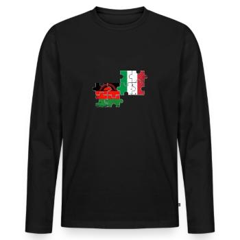Malawi Italie Vintage drapeau italien Malawi - T-shirt manches longues Premium bio Homme - noir - Devant - Nico (187cm)