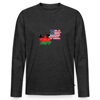Malawi USA Vintage drapeau américain Malawi - T-shirt manches longues Premium bio Homme - anthracite chiné - Devant - Nico (187cm)