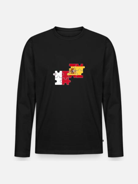 Malta Spain Flag Spanish Maltese - Men's Premium Organic Long Sleeve Shirt - black
