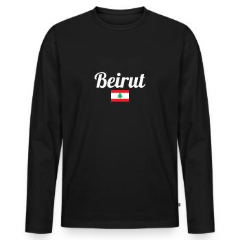 Beirut Libanon Libanesische Flagge Libanese - Männer Premium Bio Langarmshirt - Schwarz - Vorne - Nico (187cm)