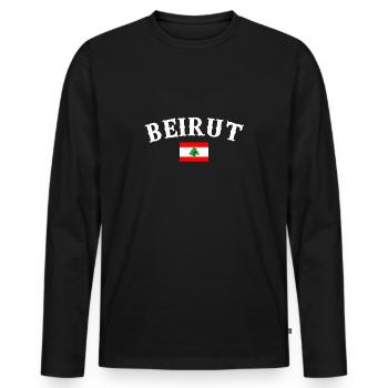 Beirut Libanon Libanesische Flagge Libanese - Männer Premium Bio Langarmshirt - Schwarz - Vorne - Nico (187cm)