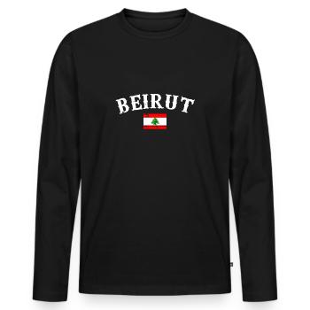Beirut Libanon Vintage Libanesische Flagge - Männer Premium Bio Langarmshirt - Schwarz - Vorne - Nico (187cm)