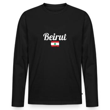 Beirut Libanon Vintage Libanesisch Flagge Libanese - Männer Premium Bio Langarmshirt - Schwarz - Vorne - Nico (187cm)