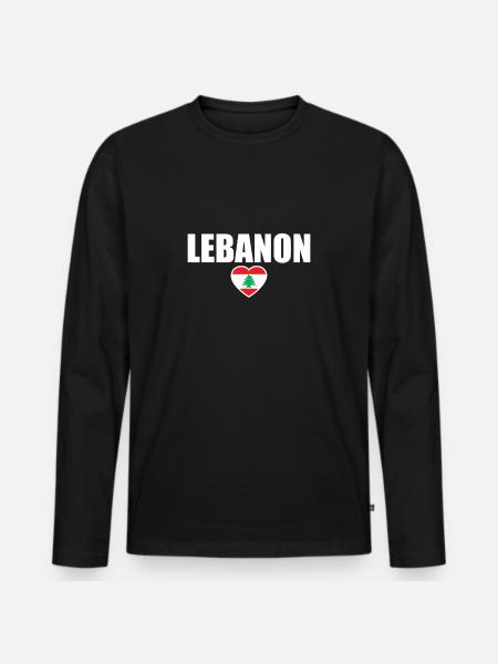Liban Amour Drapeau Libanais Libanais - T-shirt manches longues Premium bio Homme - noir