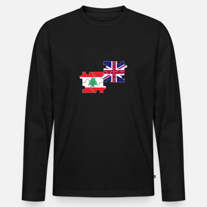 Libanon UK Flagge Britisch Libanesisch - Männer Premium Bio Langarmshirt - Schwarz