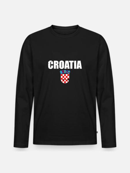 Kroatien vintage våbenskjold Kroatien kroatisk flag - Premium økologisk langærmet T-shirt til mænd - sort