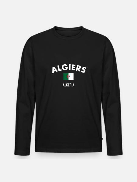 Algiers Algeria Algerian Flag Algerian - Men's Premium Organic Long Sleeve Shirt - black