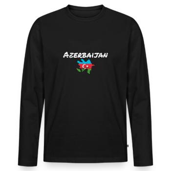 Azerbaïdjan Vintage carte drapeau de l’Azerbaïdjan - T-shirt manches longues Premium bio Homme - noir - Devant - Nico (187cm)