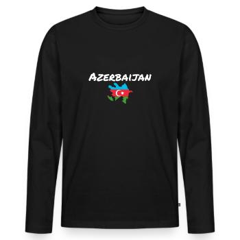 Carte de l’Azerbaïdjan Drapeau de l’Azerbaïdjan - T-shirt manches longues Premium bio Homme - noir - Devant - Nico (187cm)