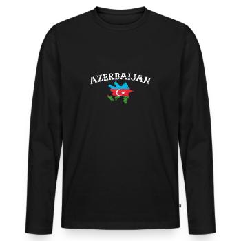 Azerbaïdjan Vintage carte drapeau de l’Azerbaïdjan - T-shirt manches longues Premium bio Homme - noir - Devant - Nico (187cm)
