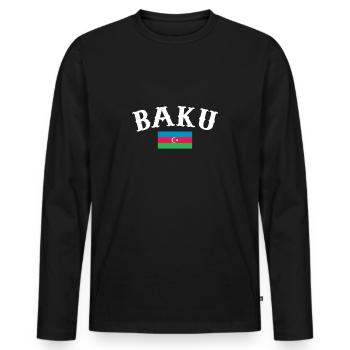 Bakou Azerbaïdjan Drapeau de l’Azerbaïdjan - T-shirt manches longues Premium bio Homme - noir - Devant - Nico (187cm)