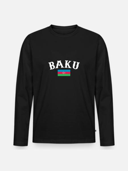 Bakou Azerbaïdjan Drapeau de l’Azerbaïdjan - T-shirt manches longues Premium bio Homme - noir