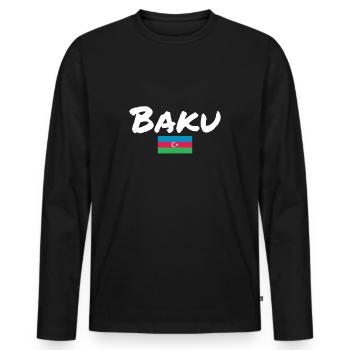 Bakou Azerbaïdjan Drapeau de l’Azerbaïdjan - T-shirt manches longues Premium bio Homme - noir - Devant - Nico (187cm)