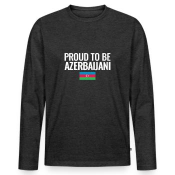 Fier d’être le drapeau azerbaïdjanais de l’Azerbaïdjan - T-shirt manches longues Premium bio Homme - anthracite chiné - Devant - Nico (187cm)