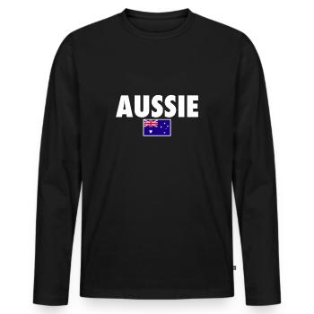 Aussie Australia Australian Flag Australian - Men's Premium Organic Long Sleeve Shirt - black - Front - Nico (187cm)