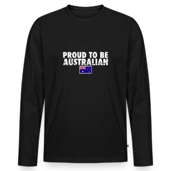 Proud To Be Australian Vintage Australian Flag - Men's Premium Organic Long Sleeve Shirt - black - Front - Nico (187cm)