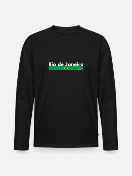 Rio de Janeiro Brazil Brasilien Flagge - Männer Premium Bio Langarmshirt - Schwarz