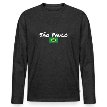 São Paulo Brazil Brazil Brazilian Flag - Men's Premium Organic Long Sleeve Shirt - heather anthracite - Front - Nico (187cm)