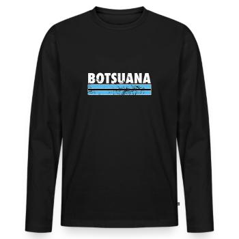 Botswana Vintage Botswana Botswana Flag - Men's Premium Organic Long Sleeve Shirt - black - Front - Nico (187cm)