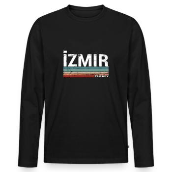 Izmir Turkey Vintage Turkish Turkish - Men's Premium Organic Long Sleeve Shirt - black - Front - Nico (187cm)