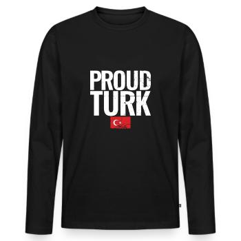 Fier Turc Vintage Turquie Drapeau Turc Turc - T-shirt manches longues Premium bio Homme - noir - Devant - Nico (187cm)