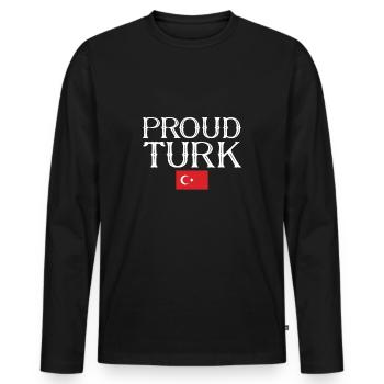 Fier Turc Turquie Drapeau turc Turc - T-shirt manches longues Premium bio Homme - noir - Devant - Nico (187cm)