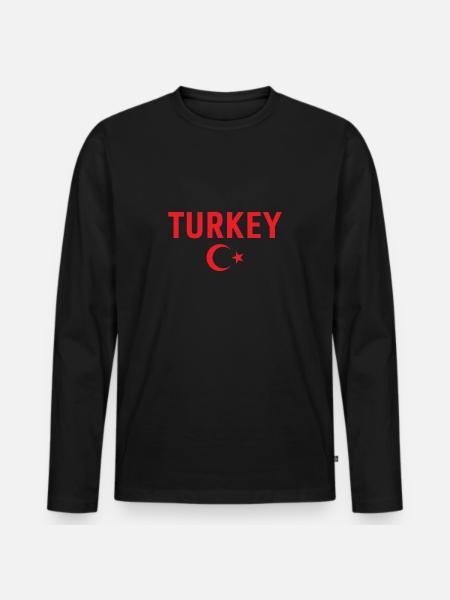 Turkey Turkey Turkish Flag Turk - Men's Premium Organic Long Sleeve Shirt - black