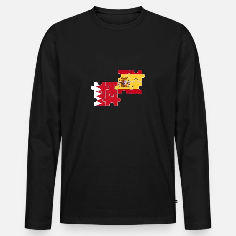 Bahrain Spanien Flagge Bahraini - Männer Premium Bio Langarmshirt - Schwarz