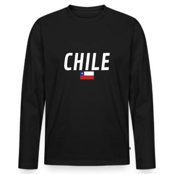Chile Chilenische Flagge Chilene - Männer Premium Bio Langarmshirt - Schwarz - Vorne - Nico (187cm)