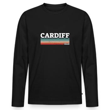 Cardiff Wales Walisische Waliser - Männer Premium Bio Langarmshirt - Schwarz - Vorne - Nico (187cm)