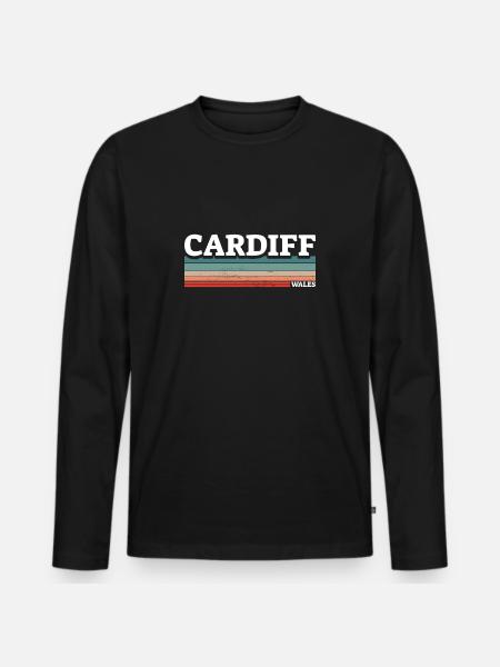 Cardiff Wales Welsh - Men's Premium Organic Long Sleeve Shirt - black