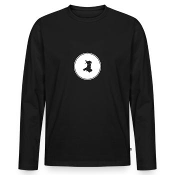 Wales Walisische Karte Waliser - Männer Premium Bio Langarmshirt - Schwarz - Vorne - Nico (187cm)