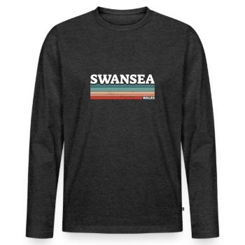 Swansea Pays de Galles Gallois - T-shirt manches longues Premium bio Homme - anthracite chiné - Devant - Nico (187cm)