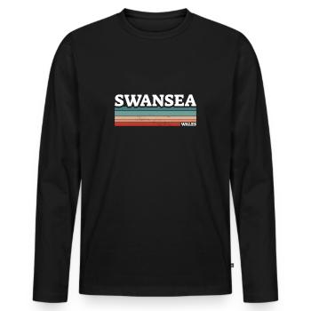Swansea Wales Walisische Waliser - Männer Premium Bio Langarmshirt - Schwarz - Vorne - Nico (187cm)