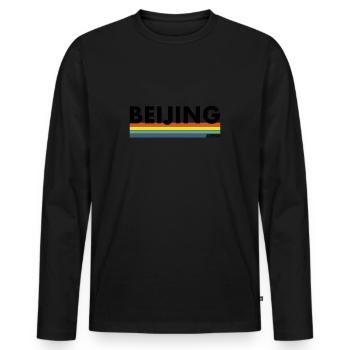 Pékin Chine Chine Chinois - T-shirt manches longues Premium bio Homme - noir - Devant - Nico (187cm)