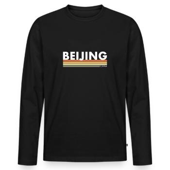 Pékin Chine Chine Chinois - T-shirt manches longues Premium bio Homme - noir - Devant - Nico (187cm)