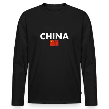 China Vintage Chinese Flag Chinese - Men's Premium Organic Long Sleeve Shirt - black - Front - Nico (187cm)