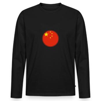 Chine Drapeau chinois Chinois - T-shirt manches longues Premium bio Homme - noir - Devant - Nico (187cm)
