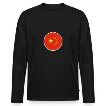 Chine Drapeau chinois Chinois - T-shirt manches longues Premium bio Homme - noir - Devant - Nico (187cm)