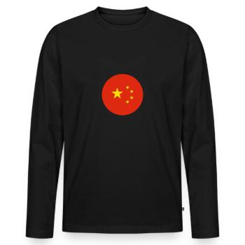 Chine Drapeau chinois Chinois - T-shirt manches longues Premium bio Homme - noir - Devant - Nico (187cm)