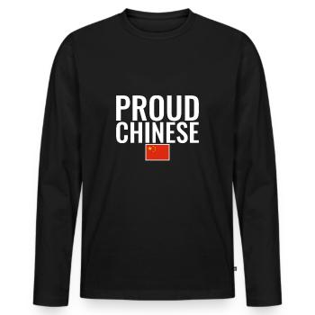Fier drapeau chinois chinois - T-shirt manches longues Premium bio Homme - noir - Devant - Nico (187cm)